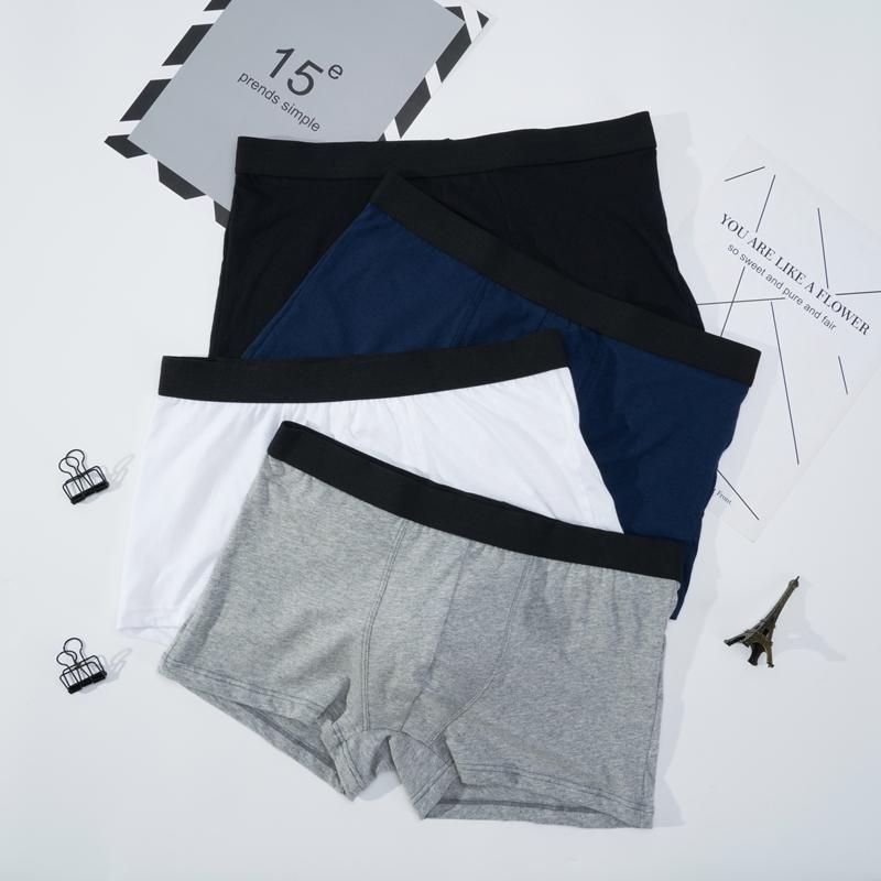 

Boxer Mens Underwear Men Cotton Underpants Pure Men Panties Male Solid Color L-3XL Shorts Comfortable Breathable Boxers, Black