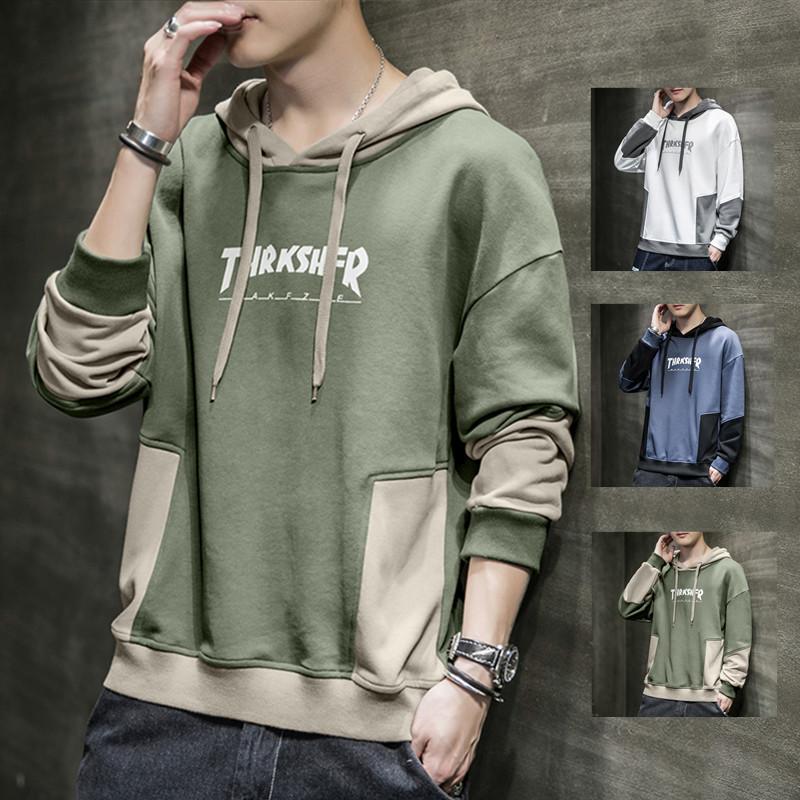 

Mens Hoodies Casual Long Sleeve Hooded Fake Two Pieces Men Hoodie Streetwear Sweatshirts Men Autumn Clothes Print Letter Hot, Y185 white