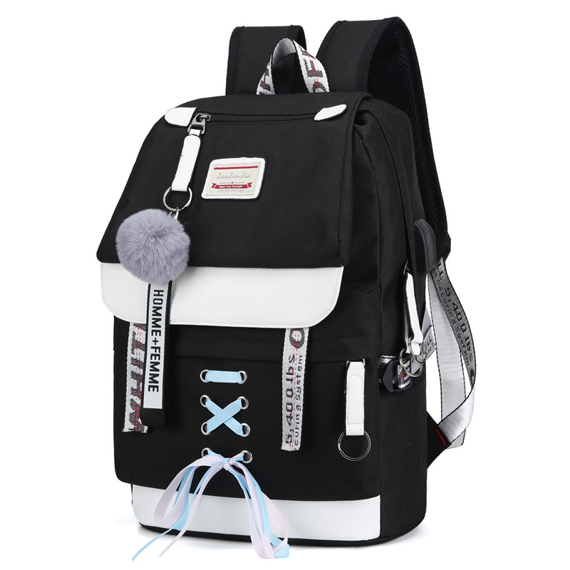 Compra Usb De La Lona Bolsos De Escuela Para Niñas Adolescentes Mochila  Mujeres Bookbags Negro 2019 De Gran Capacidad Media Alta Colegio  Adolescente Schoolbag C1003 Barato | Entrega Rápida Y Calidad | Es.Dhgate