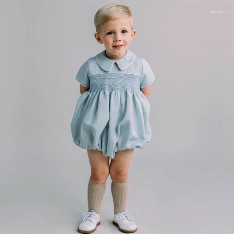 

Cotton Baby Rompers Summer Baby Clothes Spanish Classic Toodler Clothes Smocking NewBorn Outfits1, As picture
