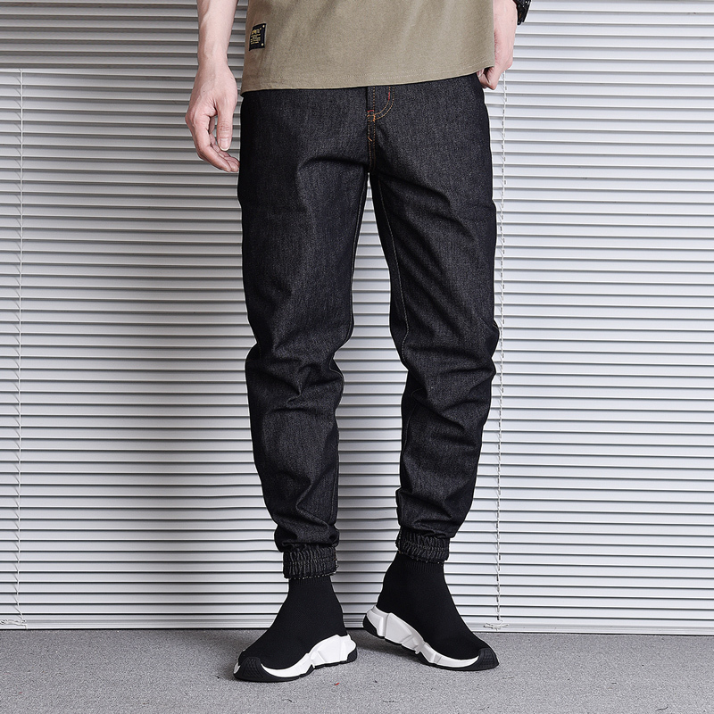 

2021 New Male Fashion Fit Vintage Designer Denim Cargo Pants Streetwear Hip Jeans 3qxm, Blue