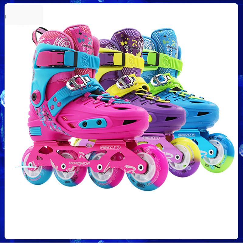 

2021 New Children Skates Adjustable Size Inline Skates Boys Girls Kids Inline High Quality Thicken 4 Wheels Shoes, Blue