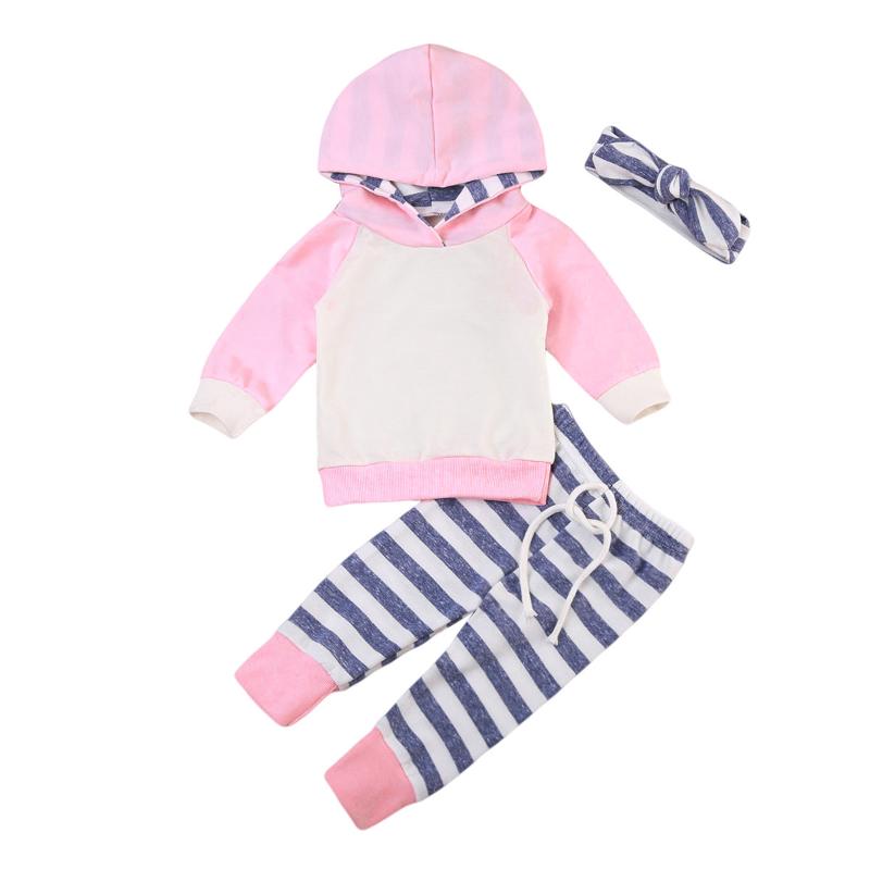 

0-24M Autumn Clothes Newborn Baby Girls Boys Hooded Patchwork Sweatshirt Tops+ Striped Leggings Drawstring Waist Pants Outfits, Green