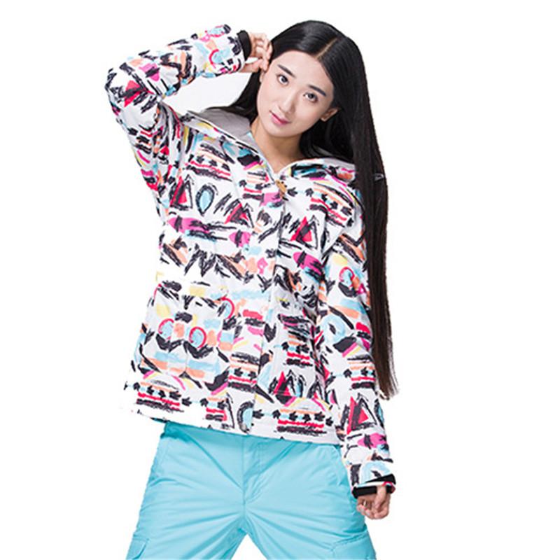 

Gsou Snow new arrival Women Windproof Ski Jacket Graffiti printing Mountain snowboard suit Waterproof winter coat 1407-001, Multi