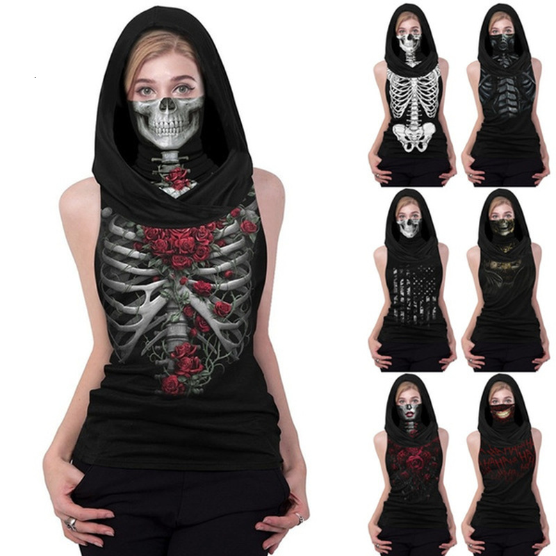 

2021 New Tops Women Will See Skinny Fashion Trim Impression Cap Tank Top Ear Loop Female Tanks Bandana Face X906, Red