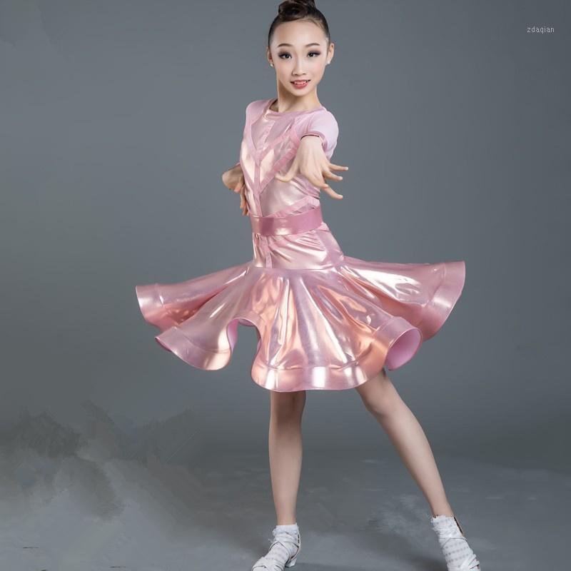 

2020 Spandex girls latin dresses for dancing ballroom dance dress rumba samba children samba cha cha tango skirt standard salsa1, Pink