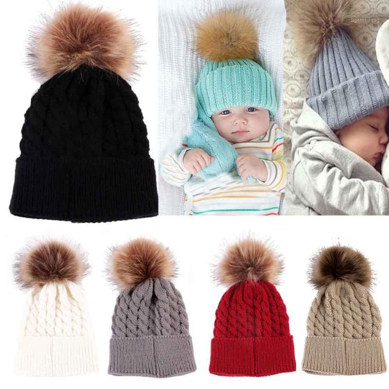 

Newborn Cute Winter Kids Baby Hats Knitted Wool Hemming Hat1, Red