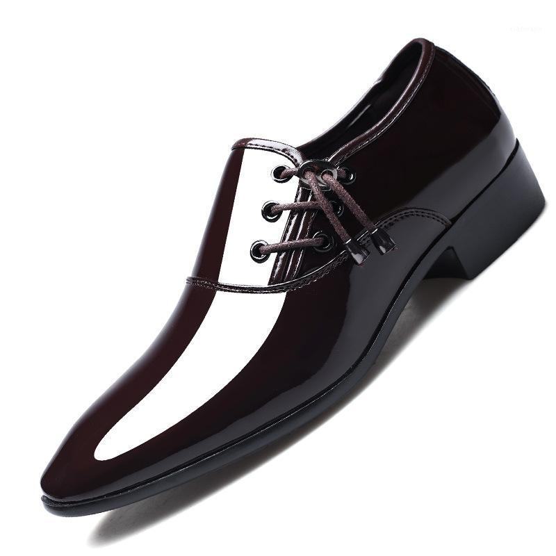 

Men Classic Pointed Toe Dress Shoes Mens Slip-on Patent Leather Black Wedding Shoes Mens Oxford Formal1