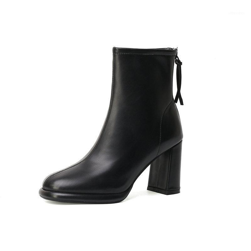 

Genuine Leather High Heels Office Ladies boots woman Shoes Zipper Women Autumn Winter Ankle Boots Casual Shoes Woman1, Beige