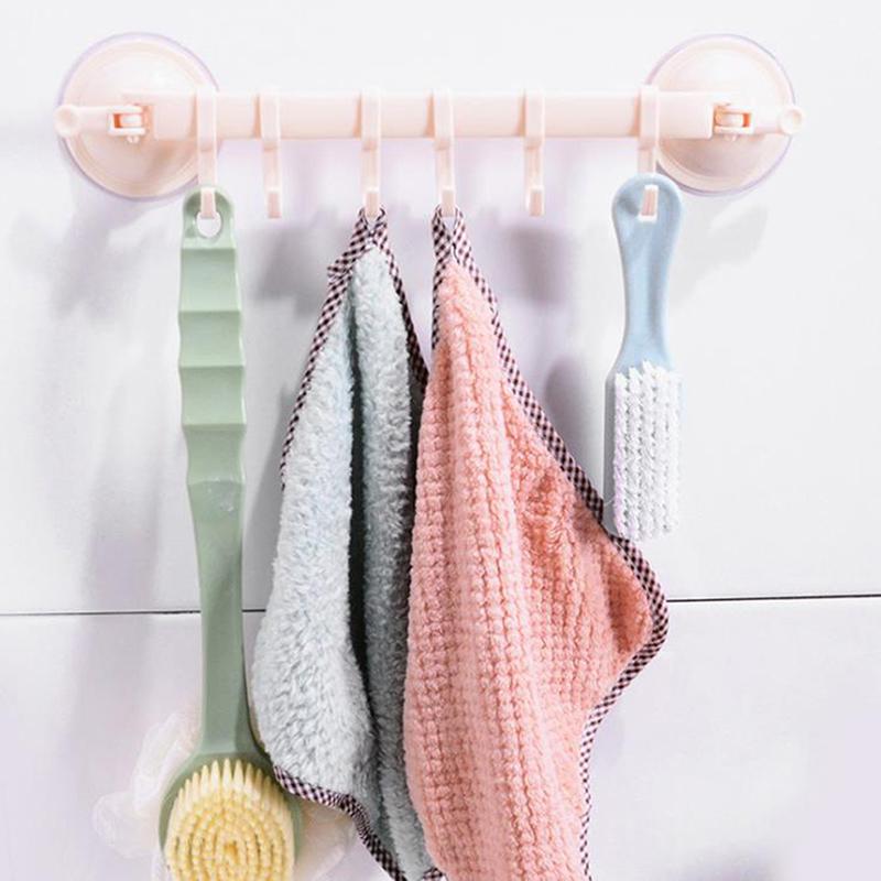 

1PC Adjustable Hook Rack Towel Rack Hanging Shelves Lock Type Sucker Holder