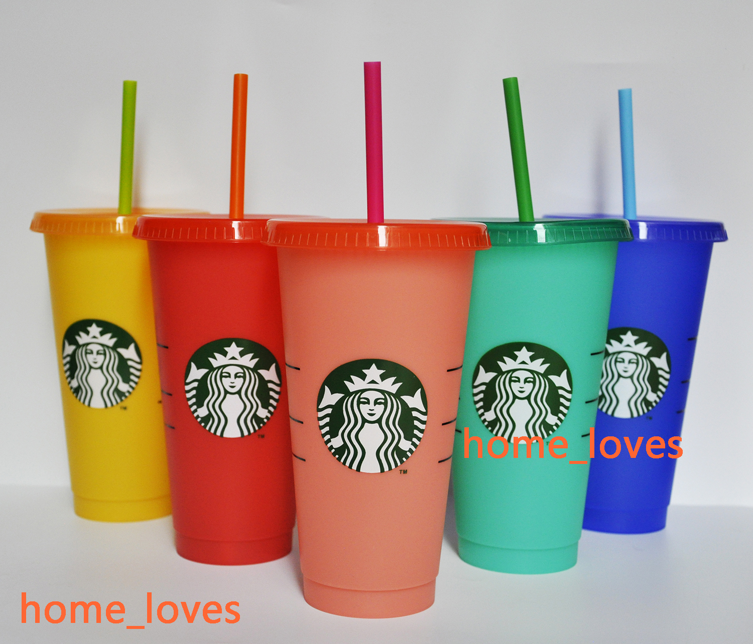 

24OZ Color Change Tumblers Plastic Drinking Juice Cup With Lip And Straw Magic Coffee Mug Costom Starbucks color changing plastic cup 1set=5, Multi-color