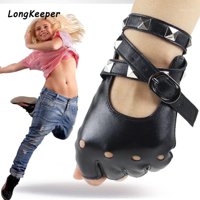 

Fashion Women PU Leather Half Finger Gloves Sexy Disco Dancing Rock-and-roll Fingerless Gloves Lady Punk Party Show Black1