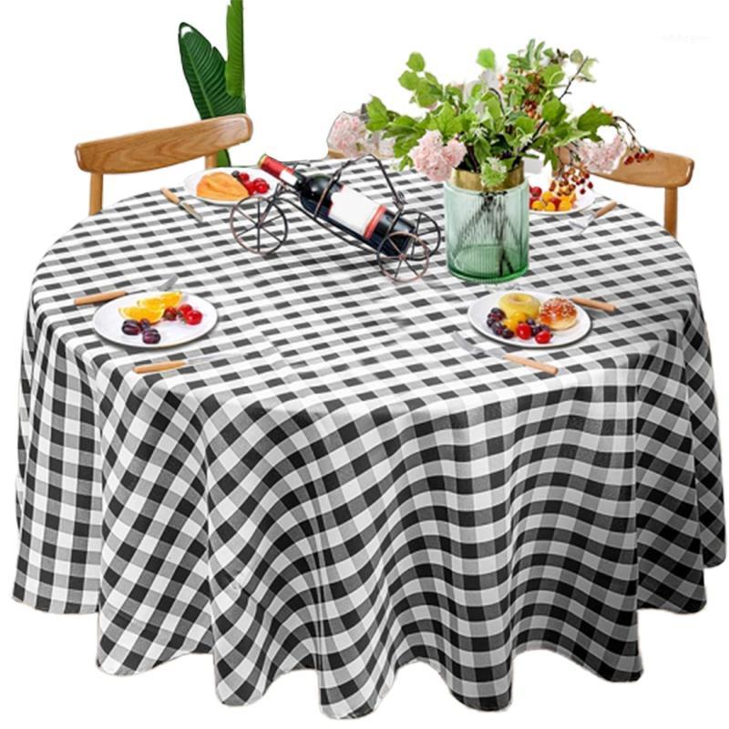 

2Pcs Checkered Tablecloth Round , Stain Resistant, Wrinkle Resistant and Spill Proof Gingham Tablecloths, Decorative Pla1, Black white