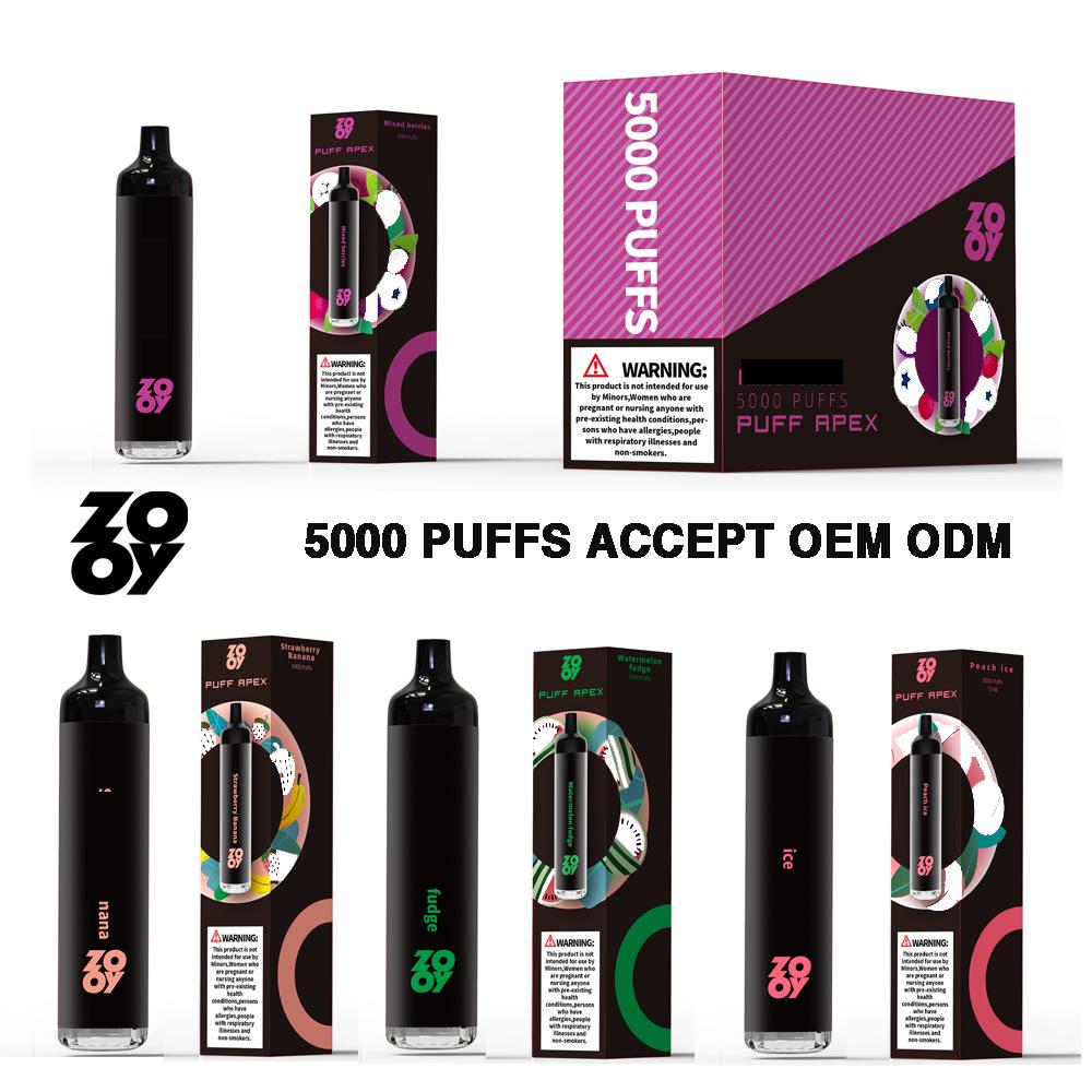

100% Original ZOOY 5000 Puff Bar APEX vape pen mesh coil Cigarette Rechargeable at the bottom Cigarette Deivce With 650mAh Battery 12ml Pod Vaporizer