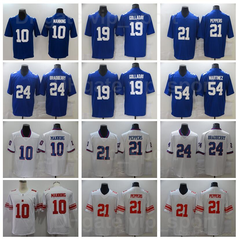 

Men Football 10 Eli Manning Jersey 24 James Bradberry 54 Blake Martinez 19 Kenny Golladay 21 Jabrill Peppers Blue White Team Color All Stitching For Sport Fans Sale