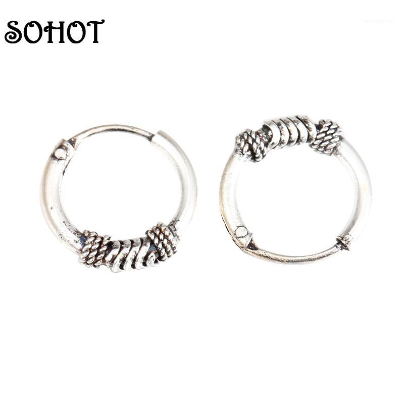 

SOHOT Female Tibetan Ethnic Jewelry Antique Earrings Small Round Smooth Silver Color Cute Copper Earrings For Girlfriend Gift1