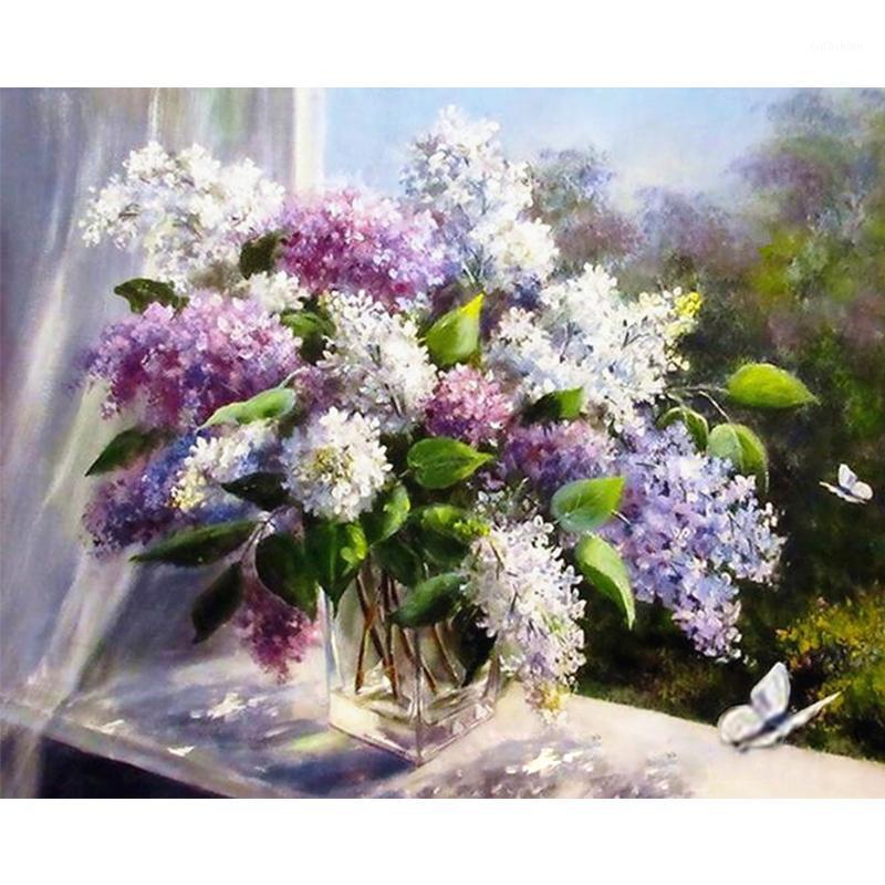 

Flowers Painting By Number Vase DIY Kits For Adults On Canvas Frame For Drawing Oil Picture Coloring By Number Home Decoration1