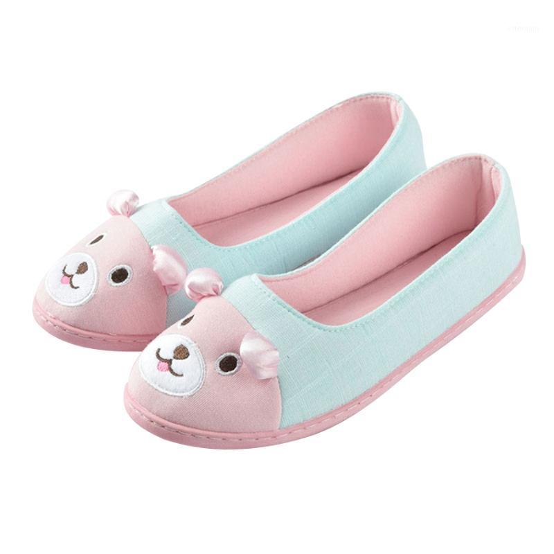 

Women Bear Cartoon Warm Indoor Outdoor Floor Home Slippers Casual Comfortable Floor Cotton Flat Shoes Soft Bottom Footwear1, Sky blue