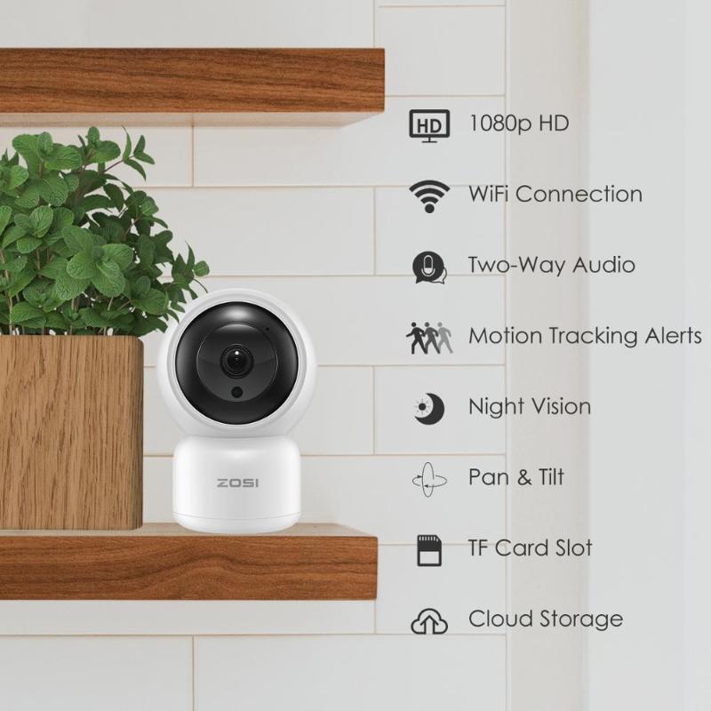 

ZOSI HD 1080P WIFI IP Camera 2MP Baby Monitor Auto Tracking Home Security WI-FI Cam PTZ Two Way Audio Surveillance CCTV Camera
