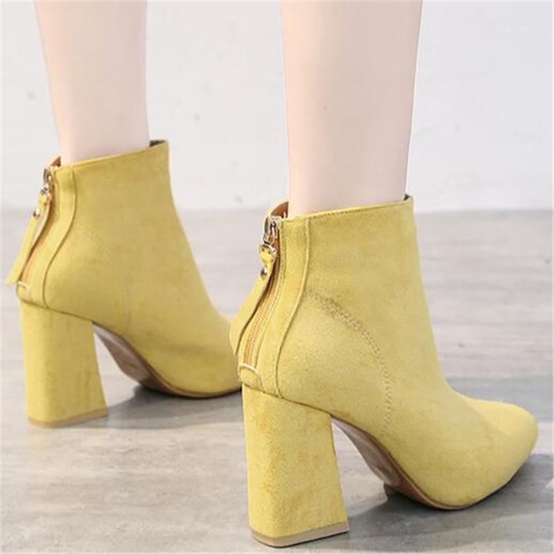 

Shoes Women Ankle Boots Square Heel zapatos de mujer Bock Zip Winter Warm Fashion Boots Pointed Toe Casual High Heel Shoes Black1, Blue