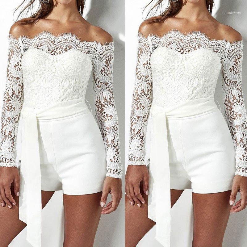 

Fashion Sexy Women Playsuit Jumpsuit Sleeve Off Romper Lace Party Bandage Shoulder Long Slim Women' Jumpsuits & Rompers