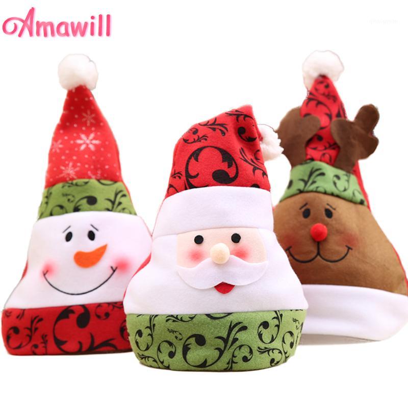

Amawill New Style Cute Creative Cap Santa Claus Snowman Reindeer Christmas Hat Kids and Adults Favors New Year Children Gifts 8D1