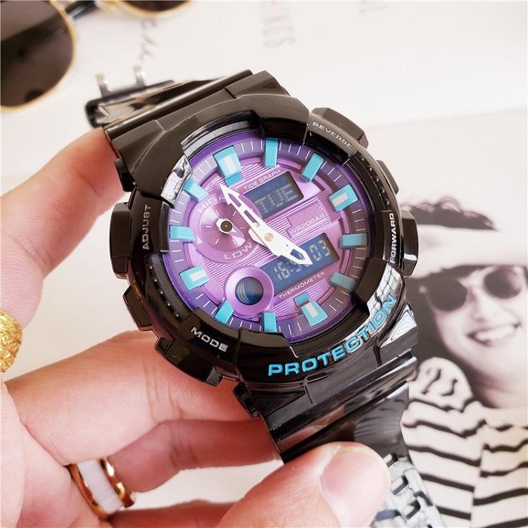 

HOT Sports and leisure LED GAX-100 iced out watch men's electronic watch world time solar charging, Slivery;brown