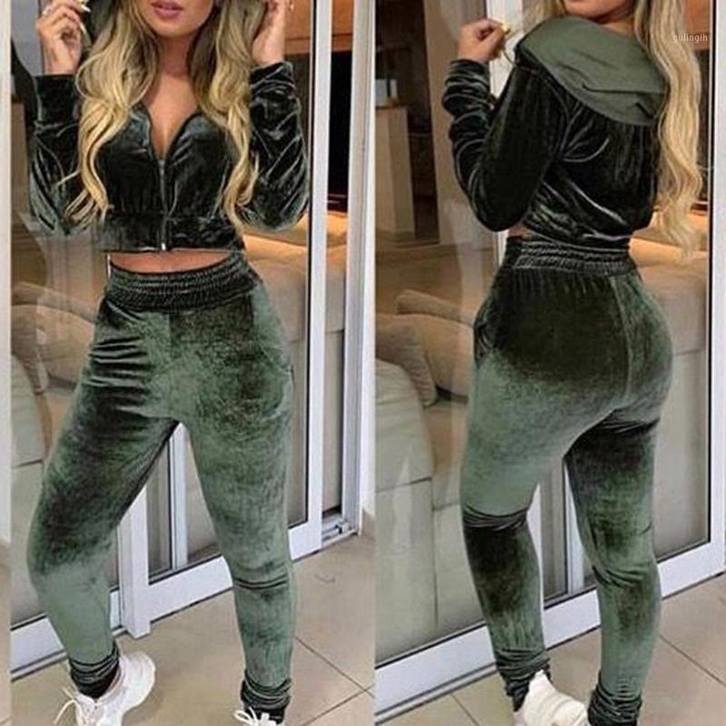 

Women' Velvet Fabric Running Set Long Sleeve Hoodies Coat Spring Fall Sports Suit Velvet Warm Women Girl Running Sport Set1, Green