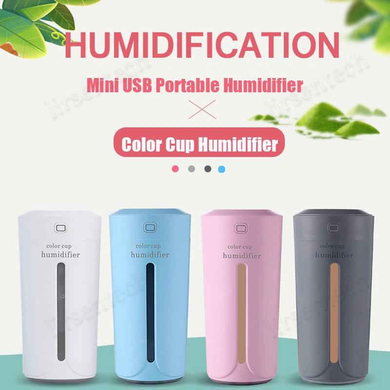 

230ml Mini Mute Ultrasonic Air Humidifier Aroma Essential Oil Diffuser Aromatherapy Mist Humidifiers with LED Lights for Home Car Bedroom