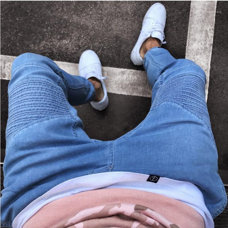 

Men denim ripped hole Jeans side striped line Jeans Fashion Hip hop Skinny pencil For Men stretch elastic black1, Black