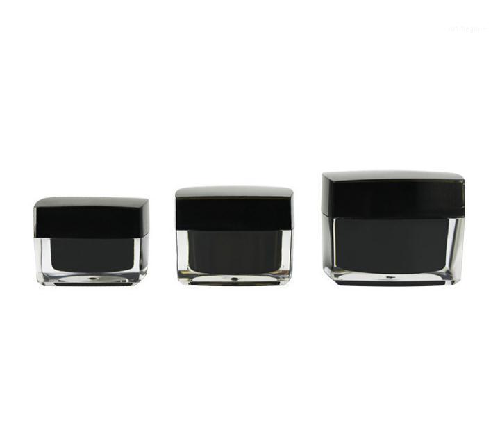 

200pcs*30g black square acrylic cosmetic jar cream jar empty 30ml cosmetic 1oz container black lotion bottle SN4461