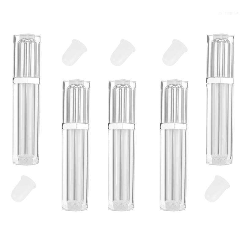 

5pcs Square Lip Tubes Lip Gloss Empty Tube Labial Glair Tube Bottle Subpackaging Holder (Silver Lid)1