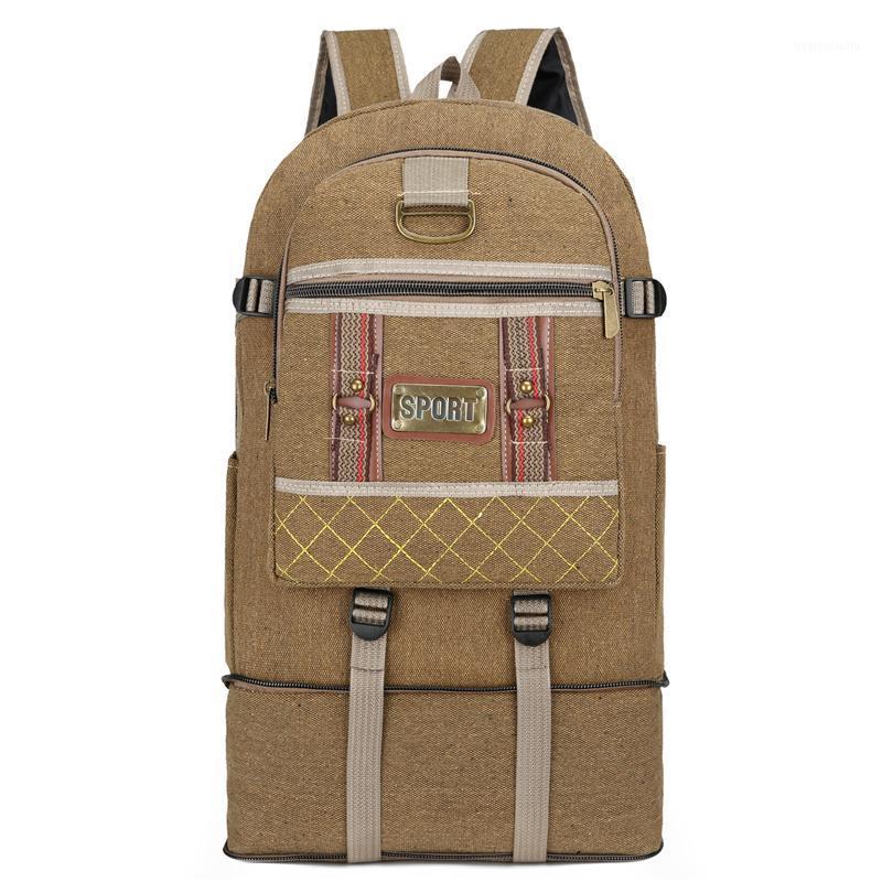 

Men Camping Hiking Backpacks Tactical Backpack Large Multi-Functional Canvas Bag Tactical Travel Bag1, Black