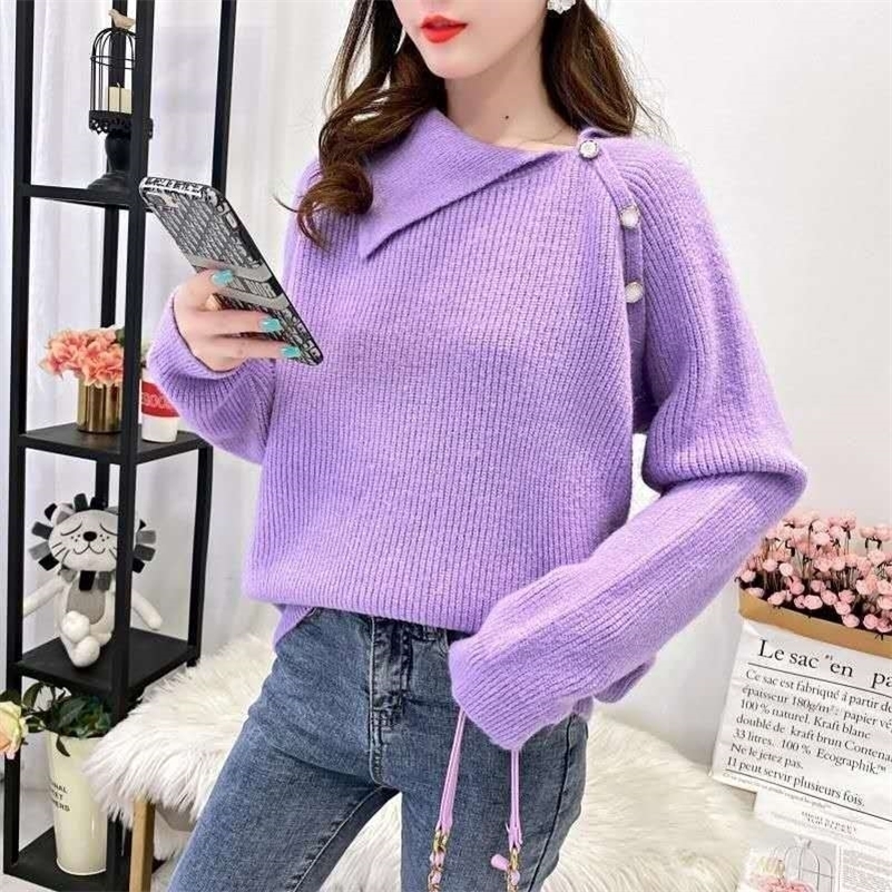 

Sweater women invierno Lantern sleeve knitted sweater female pullover Ladies gray22 201130, Orange