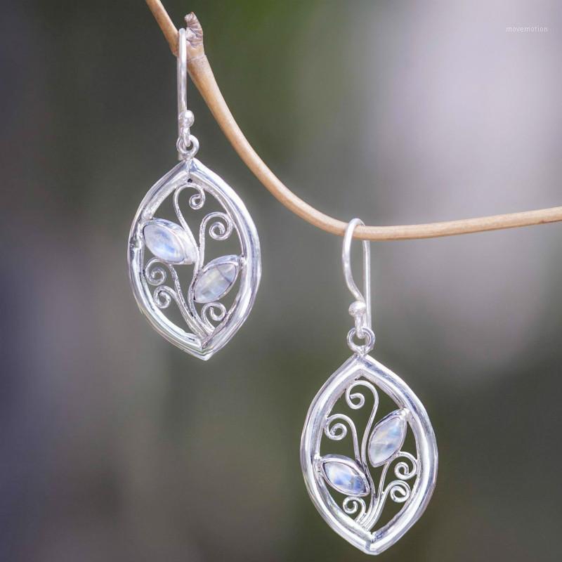 

Moonstone Earrings European and American Leaves Ear Ring Ear Stud Plated Creative Eden Seven Color Metal Water Drop1