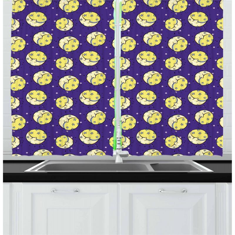 

Moon Baby Sleep for Toddler Kids Window Drapes for Living Room Bedroom Curtains 2 Panels Set 55W X 39L Inches