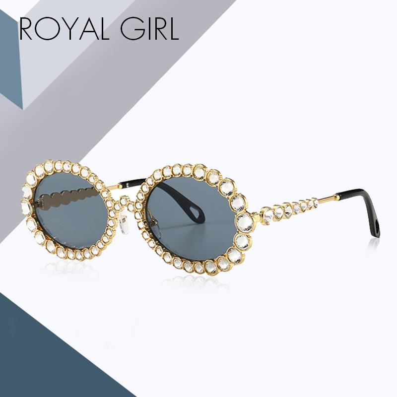 

Sunglasses ROYAL GIRL Fashion Oval Women Vintage Crystal Decoration Sun Glasses Alloy Frame Ocean Lenses Eyewear UV400 Ss199