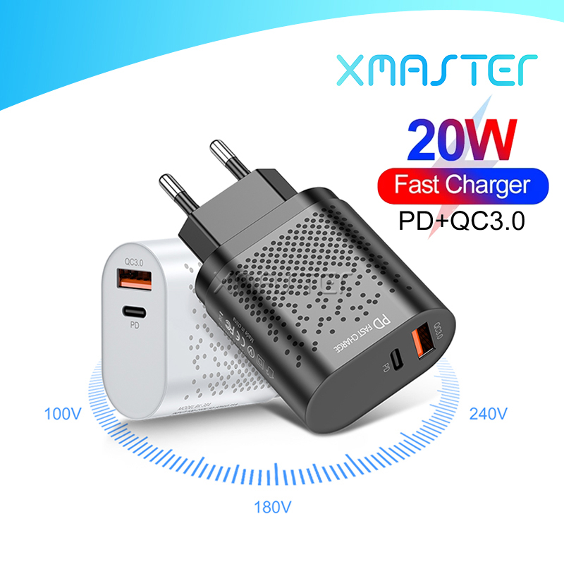 

Quick Charge 3.0 USB C Fast Charger PD 20W Power Delivery Home Wall Charging Adapter for iPhone 12 Pro Max Samsung xmaster