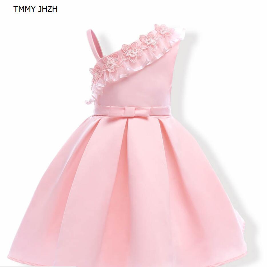 

Baby Girl Clothes 2019 Summer Flower Girl Christening Wedding Party Pageant Dress Baby Toddler Gowns Child Bridesmaid Clothing, Pink