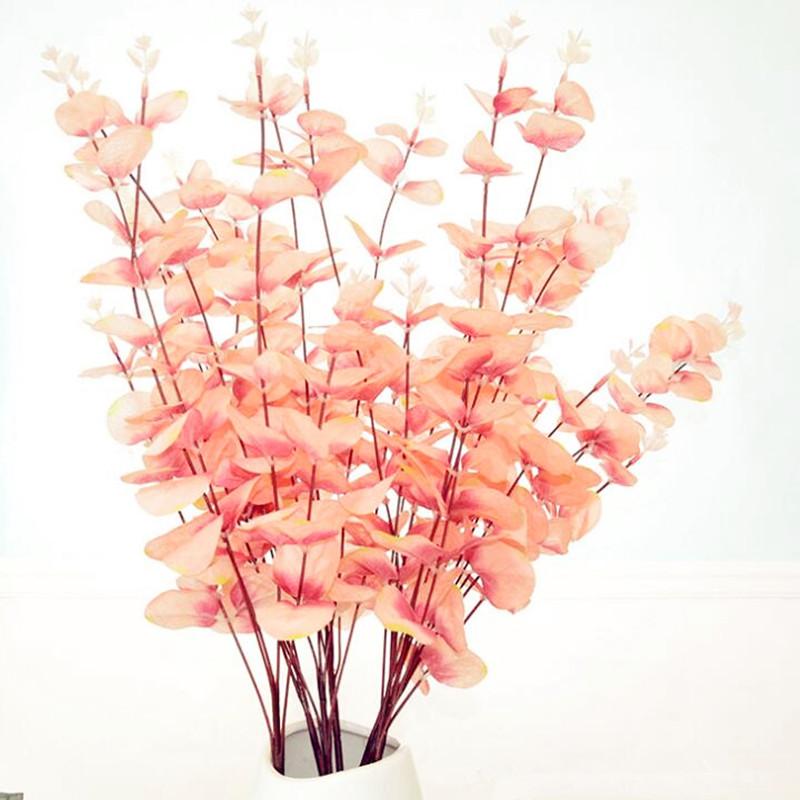 

10pcs Artificial Eucalyptus Leaf Branches Silk Greenery Plant 5 Stems/Piece for Home Office Table Decoration, Burgundy
