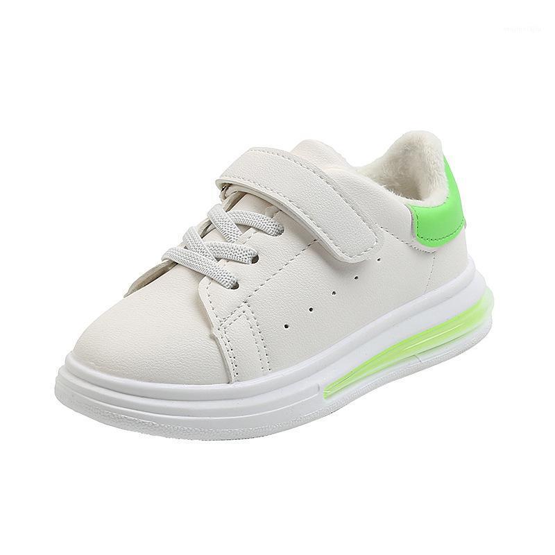 

Children's Plush Sports Shoes Autumn Winter New Breathable Boys' Leather Shoes Girls' White Medium Kids Cotton 21-361, Red