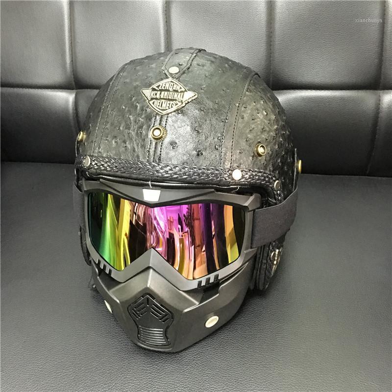 

Classic Retro Helmet Motorcycle Battery 3/4 Foreskin Autumn Leather Half Helmet Men Women Handmade Personalized Custom1, Only helmet