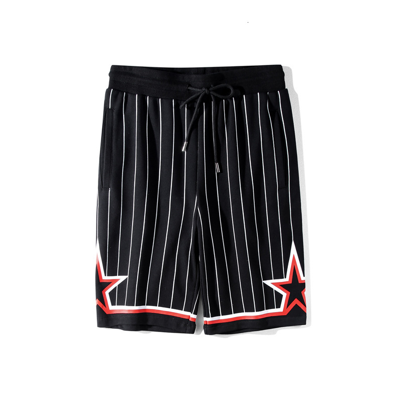 

2021 Summer New Beach Male Striped Star Street Style Casual Pure Cotton Sports Pants Women Mens Vacation Shorts P6ja, Black