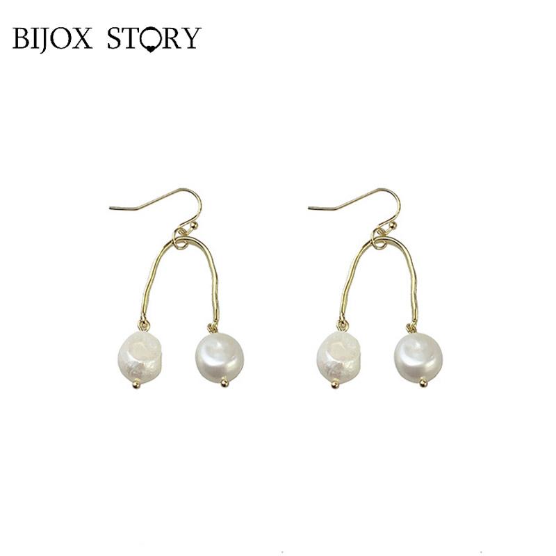 

BIJOX STORY Fashion 925 Sterling Silver Earrings with Natural Freshwater Pearl Gemstones Drop Earrings for Women Fine Jewellery
