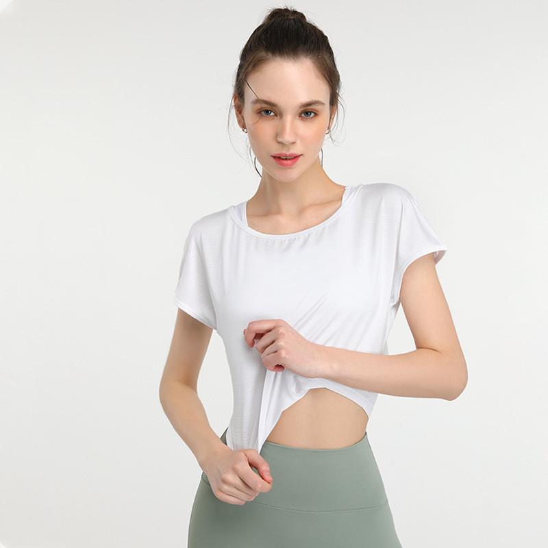 

Loose Sport Tank Top Women Short-sleeved Gym Workout Jogging Crop Top Fitness Running Yoga Tops Shirt Seamless Breathable Vest, White