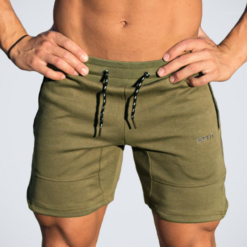 

Mens Gym Fitness cotton shorts Run jogging sports bodybuilding Calf-Length Crossfit Sweatpants 2018 New male workout short pants1, Army green