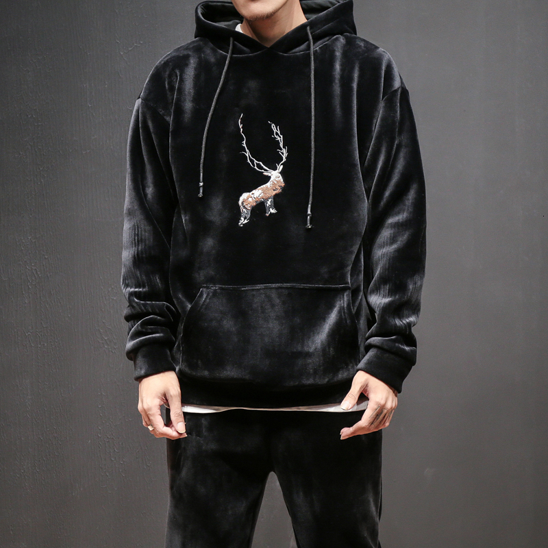 

2021 New Embroidery Plus Veet Mens Suit Set Japanese Long Sleeve Soft Solid Pullover Hoodies+pants Casual Outwear Track Suits Nzq6, 181