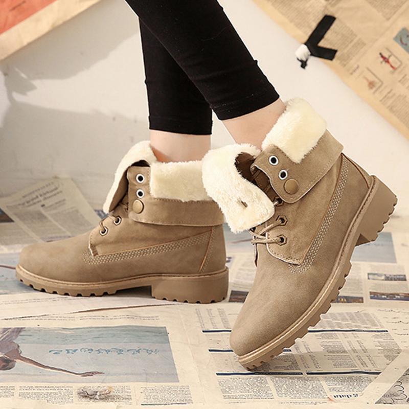 

Fashion Women High Top Boots Matte PU Leather Lace Up Thicken Low Heels Shoes for Fall Spring Winter TY66, Khaki