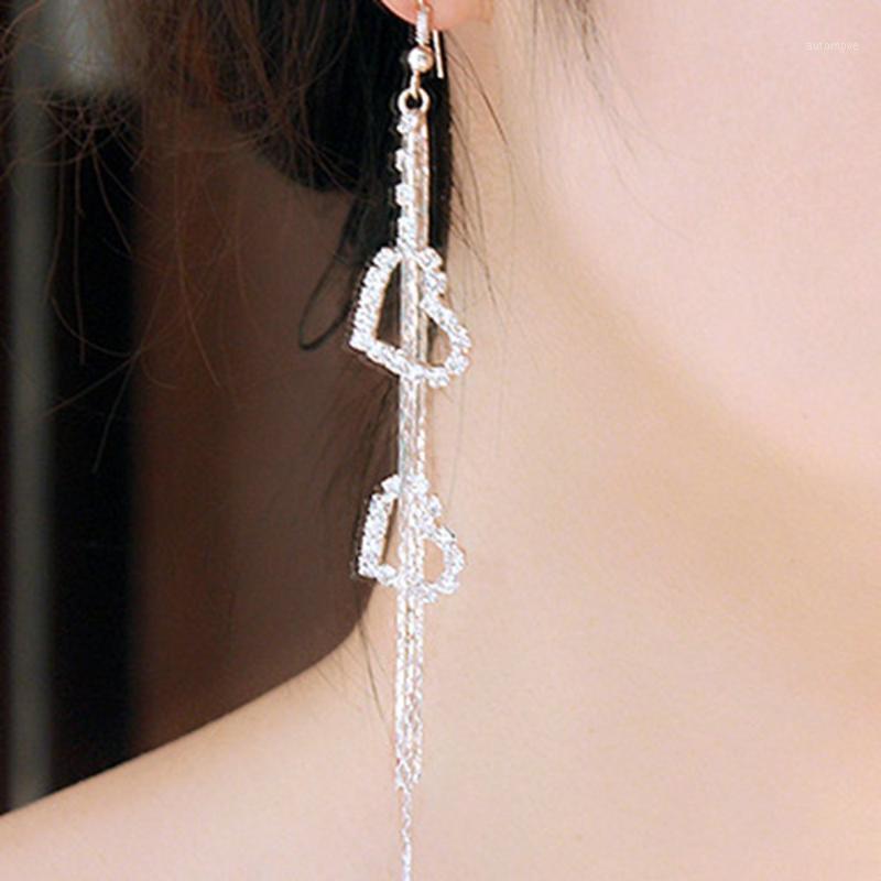 

Jiayiqi 2020 Luxurious Crystal Love Heart Fashion Statement Dangle Earring Elegant Long Earrings Jewelry For Women Wedding Party1