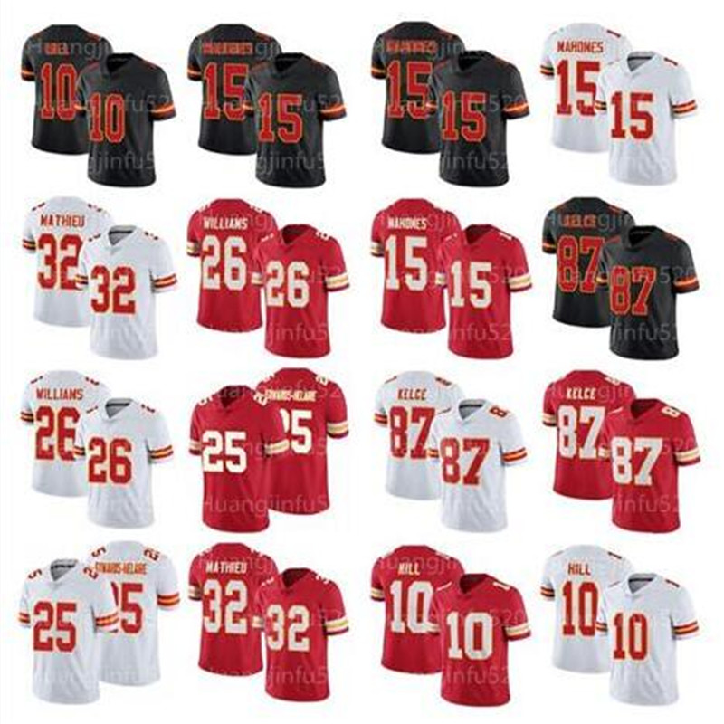

87 Travis Kelce 15 Patrick Mahomes 10 Tyreek Hill Football Jersey Kansas City Chief Tyrann Mathieu 25 Clyde Edwards-Helaire Derrick Thomas Mecole men women kids, As
